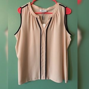 Calvin Klein Tops - Calvin Klein Tipped Split Neck Sleeveless Tank Calvin Klein Tops - Calvin Klein Tipped Split Neck Sleeveless Tank